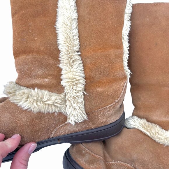 UGG AUSTRALIA NIGHTFALL 5325 BROWN SUEDE SHEARLING MID CALF BOOTS - W10 - Picture 8 of 10